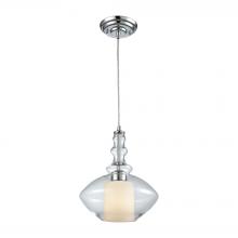 ELK Home Plus 56500/1 - Alora 1-Light Mini Pendant in Chrome with Clear and Opal White Glass