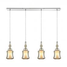 ELK Home Plus 56502/4LP - Alora 4-Light Linear Pendant Fixture in Chrome with Champagne-plated and Opal White Glass