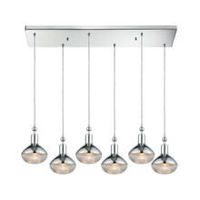 ELK Home Plus 56623/6RC - Ravette 6-Light Rectangular Pendant Fixture in Polished Chrome with Clear Ribbed Glass