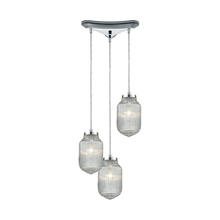 ELK Home Plus 56662/3 - Dubois 3-Light Triangular Pendant Fixture in Polished Chrome with Clear Ribbed Glass