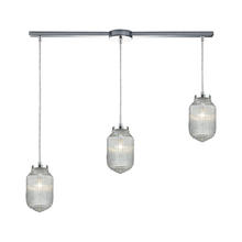 ELK Home Plus 56662/3L - Dubois 3-Light Linear Pendant Fixture in Polished Chrome with Clear Ribbed Glass
