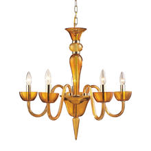 ELK Home Plus 6211/5 - VIDRIANA COLLECTION 5-LIGHT CHANDELIER in AMBER GLASS with POLISHED CHROME ACCEN