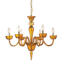 ELK Home Plus 6212/6 - VIDRIANA COLLECTION 6-LIGHT CHANDELIER in AMBER GLASS with POLISHED CHROME ACCEN