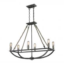 ELK Home Plus 63055-6 - Natural Rope 6-Light Chandelier in Polished Nickel and Silvered Graphite