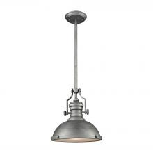 ELK Home Plus 66584-1 - Chadwick 1-Light Pendant in Weathered Zinc with Metal and Frosted Glass Diffuser