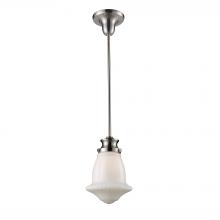 ELK Home Plus 69029-1 - Schoolhouse 1-Light Mini Pendant in Satin Nickel with White Glass