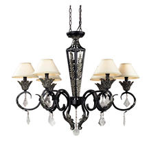 ELK Home Plus 6959/3+3 - Metamorphic 6-Light Chandelier in Smoked Silver and Slate with White Shades