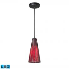 ELK Home Plus 70000-1IR-LED - Lumino 1-Light Mini Pendant in Matte Black with Inferno Red Shade - Includes LED Bulb