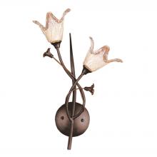 ELK Home Plus 7953/2 - Fioritura 2-Light Wall Lamp in Aged Bronze with Floral-shaped Glass