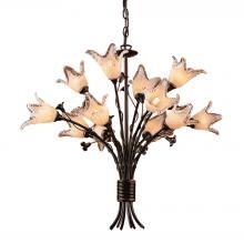 ELK Home Plus 7959/8+4 - Fioritura 12-Light Chandelier in Aged Bronze with Floral-shaped Glass
