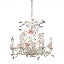 ELK Home Plus 8092/6 - Heritage 6-Light Chandelier in Cream with Porcelain Roses and Crystal