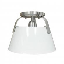 ELK Home Plus 90180/1 - Jepson 9.5'' Wide 1-Light Semi Flush Mount - Matte White with Brushed Nickel