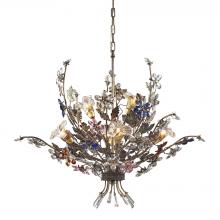 ELK Home Plus 9107/4+2 - Brillare 6-Light Chandelier in Bronzed Rust with Multi-colored Floral Crystals