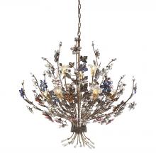 ELK Home Plus 9108/6+3 - Brillare 9-Light Chandelier in Bronzed Rust with Multi-colored Floral Crystals