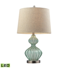 ELK Home Plus D141-LED - Smoked Glass Table Lamp in Pale Green with Metallic Linen Shade - LED