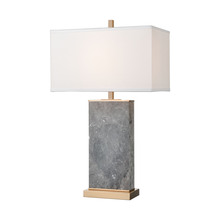 ELK Home Plus D4507 - Archean Table Lamp in Grey Marble and Cafe Bronze with a White Linen Shade