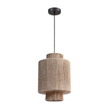 ELK Home Plus D4638 - Corsair 1-Light Mini Pendant in Natural Finish with a Woven Jute Shade