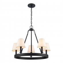 ELK Home Plus EC89766/5 - Rydell 24.5'' Wide 5-Light Chandelier - Matte Black and Parchment