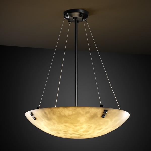 48" Pendant Bowl w/ Large Square w/ Point Finials