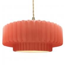 Justice Design Group CER-6555-BSH-BRSS-BEIG-TWST - Large Tier Pleated 1-Light Pendant