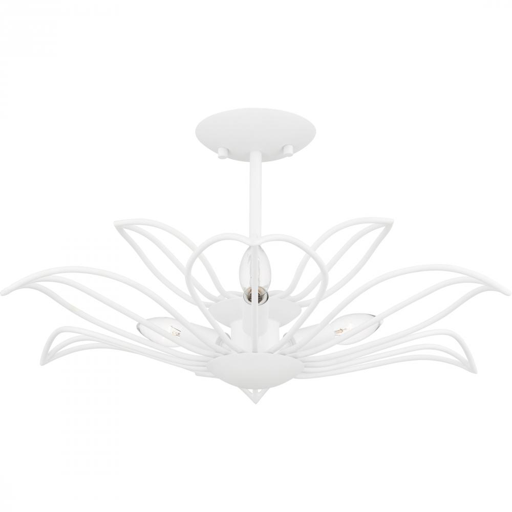 Tallulah 3-Light Sand White Semi-Flush Mount