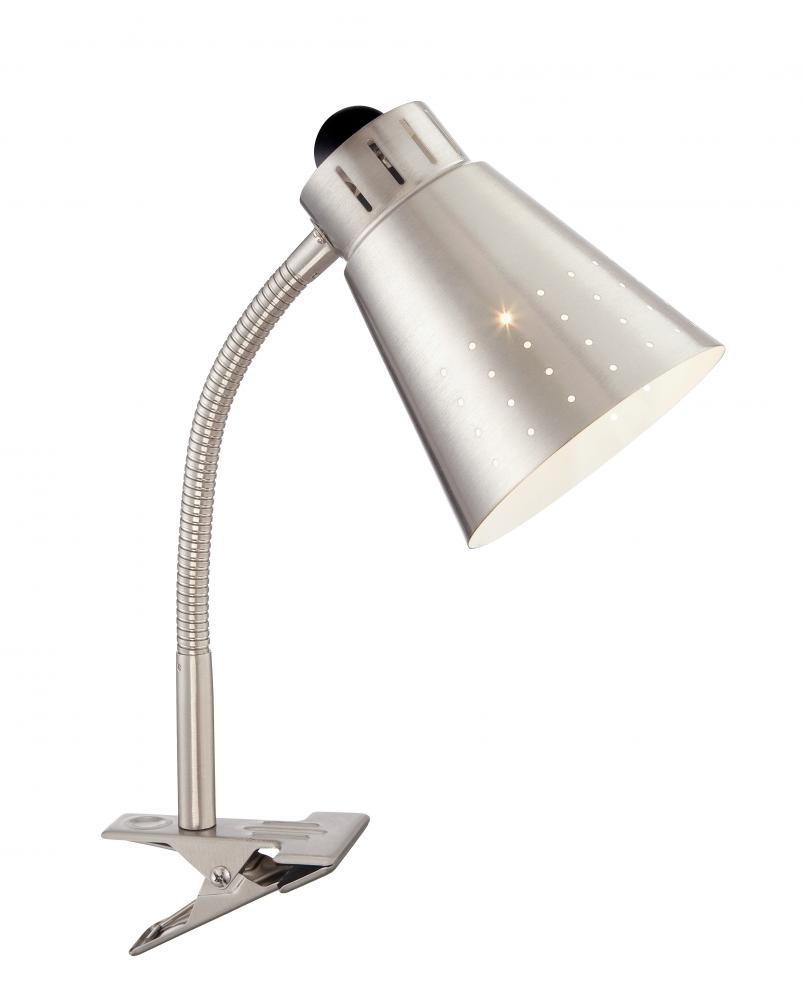 CFL Desk Lamp; Goose Neck; 13W; 2700K; 800 Lumens; Brushed Nickel Finish