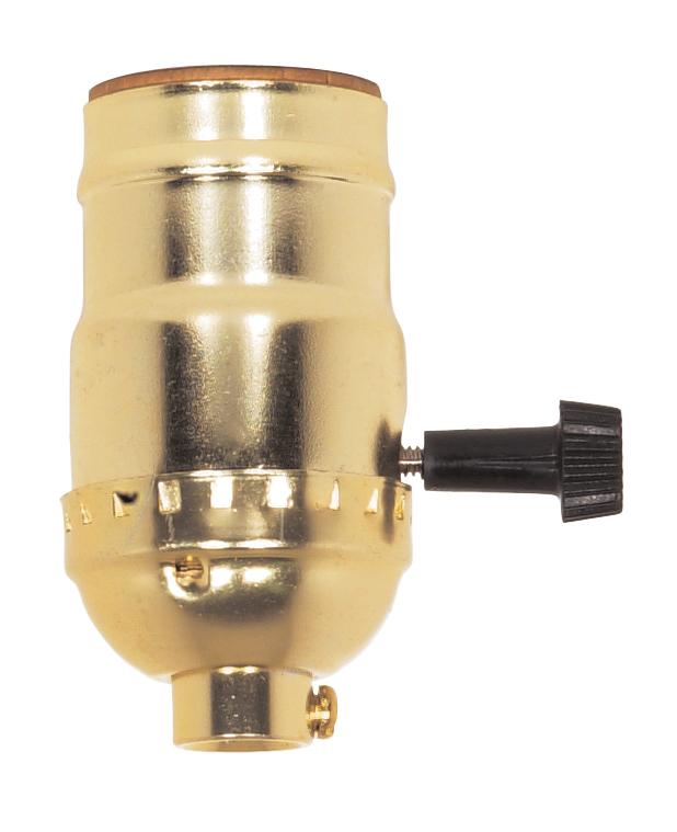 Hi-Low Turn Knob Socket For Standard A Type Household Bulb; 6/32 Mandrel; 1/8 IPS; Aluminum; Brite