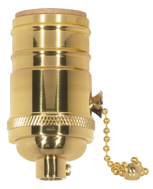 On-Off Pull Chain Socket; 1/8 IPS; 4 Piece Stamped Solid Brass; Polished Brass Finish; 660W; 250V