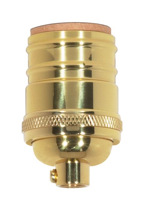 Short Keyless Socket; 1/8 IPS; 4 Piece Stamped Solid Brass; Polished Brass Finish; 660W; 250V