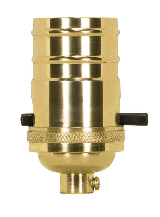 On-Off Push Thru Socket; 1/8 IPS; 4 Piece Stamped Solid Brass; Polished Brass Finish; 660W; 250V