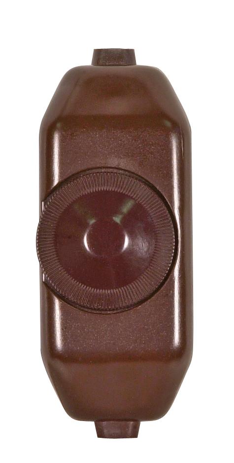 Full Range Lamp Cord; Rotary Dimmer Switch; Brown Finish; 3" x 1-1/4"; Phenolic; For 18GA