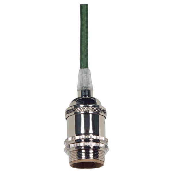 Medium base lampholder; 4pc. Solid brass; prewired; Uno ring; 10ft. 18/2 SVT Dark Green Cord;