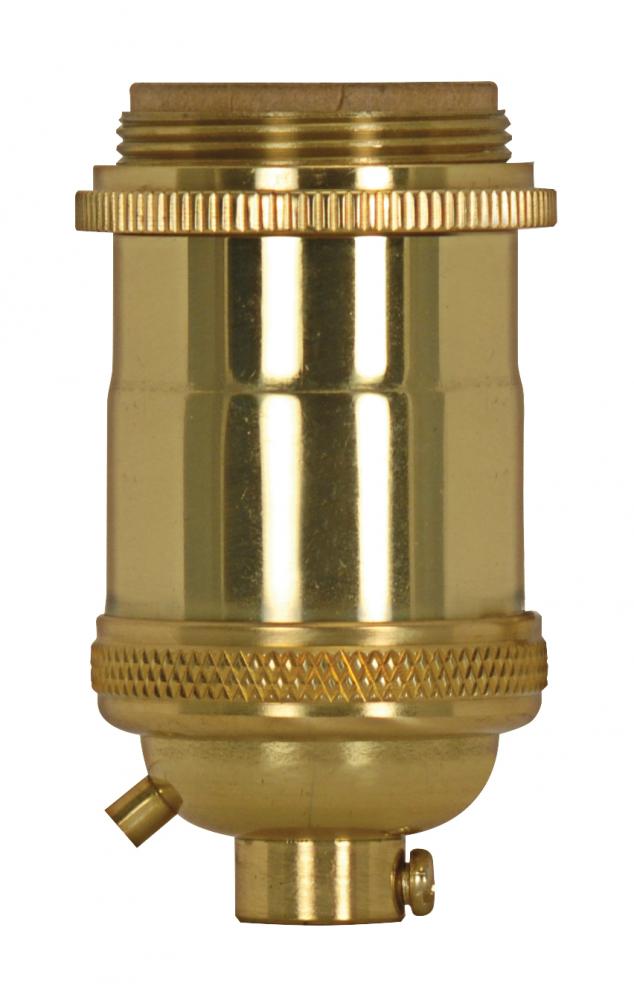 Medium base lampholder; 4pc. Solid brass; Keyless; 2 Uno rings; Polished brass finish