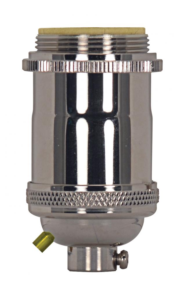 Medium base lampholder; 4pc. Solid brass; Keyless; 2 Uno rings; Polished nickel finish