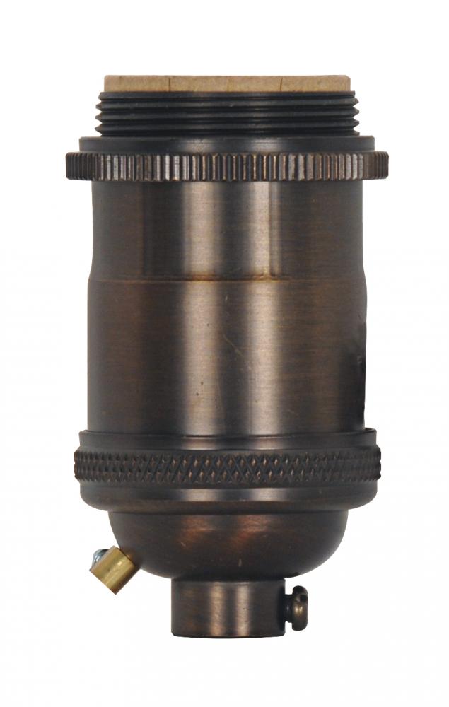 Medium base lampholder; 4pc. Solid brass; Keyless; 2 Uno rings; Antique brass finish