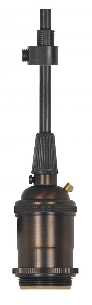 Medium base lampholder; 4pc. Solid brass; pre-wired; Keyless; 2 Uno rings; 10ft. 18/3 SVT Black