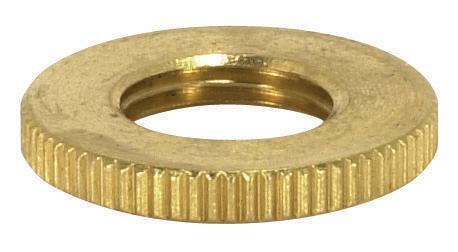 Brass Round Knurled Locknut; 3/4" Diameter; 1/8 IP; 3/32" Thick; Burnished And Lacquered