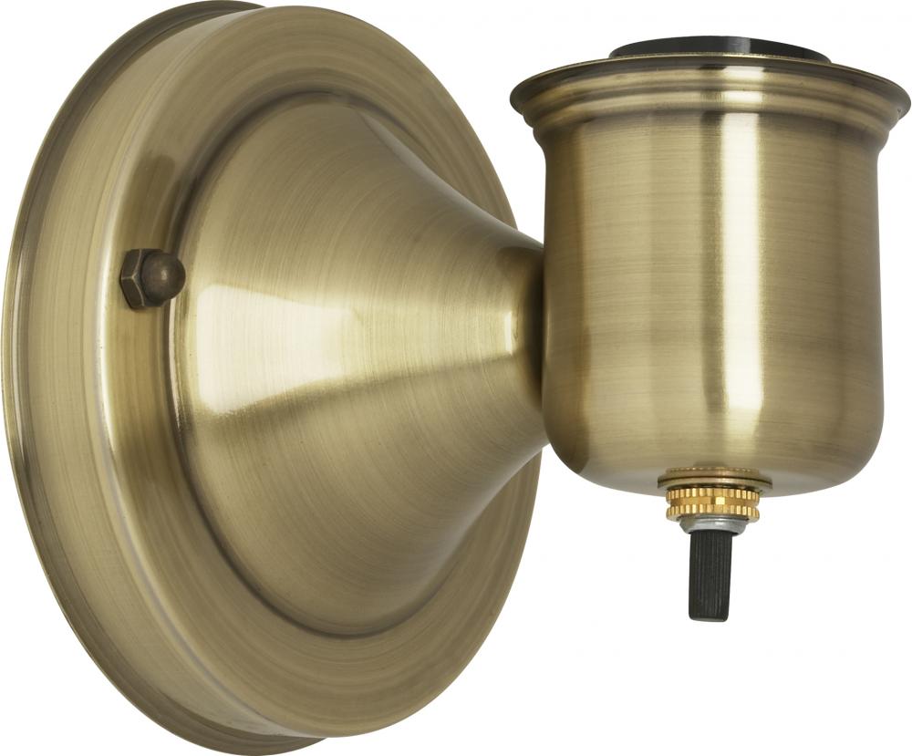 1-5/8" Wired Wall Bracket With Bottom Turn Knob Switch; Antique Brass Finish; Includes Hardware;