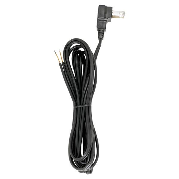 8 Foot 18/2 SPT-2 105C Flat Plug Cord Set; Black Finish; 36" Hank; 200 Carton; Molded Plug;