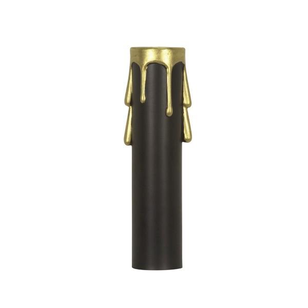 Plastic Drip Candle Cover; Black Plastic With Gold Drip; 13/16" Inside Diameter; 7/8"