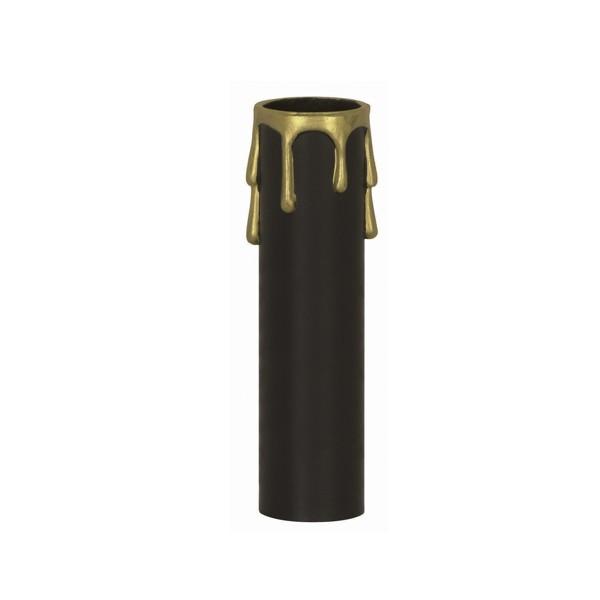 Plastic Drip Candle Cover; Black Plastic With Gold Drip; 1-3/16" Inside Diameter; 1-1/4"