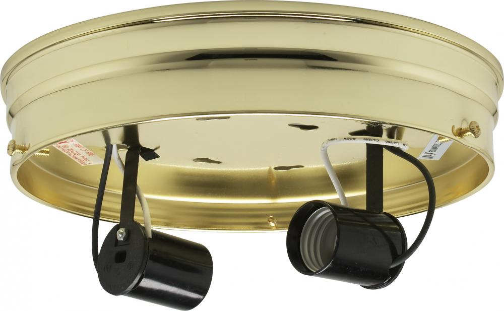 8" 2-Light Ceiling Pan; Brass Finish; Includes Hardware; 60W Max