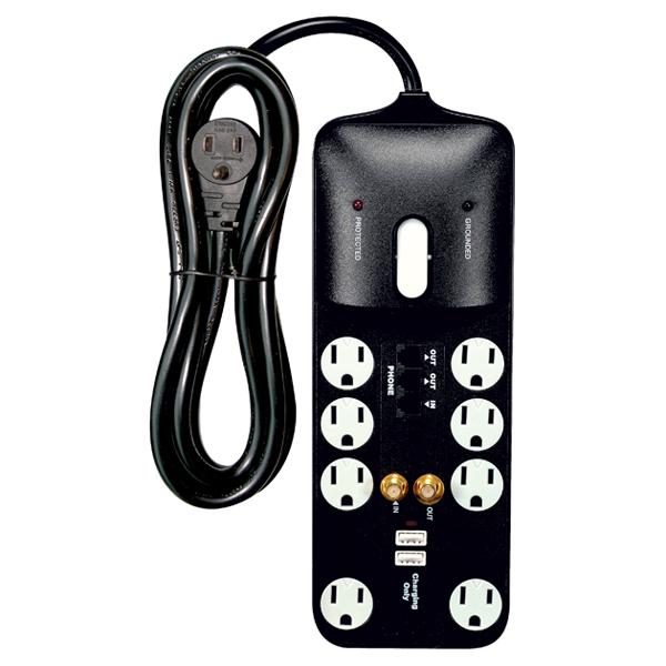 8 Outlet Surge Strip; 6 Foot 14/3 SJT With Flat Plug; 3000 Joules; 15A-120V; 1875W
