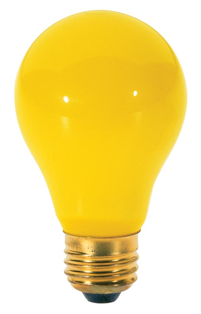 60 Watt A19 Incandescent; Yellow; 2000 Average rated hours; Medium base; 130 Volt; 2/Pack