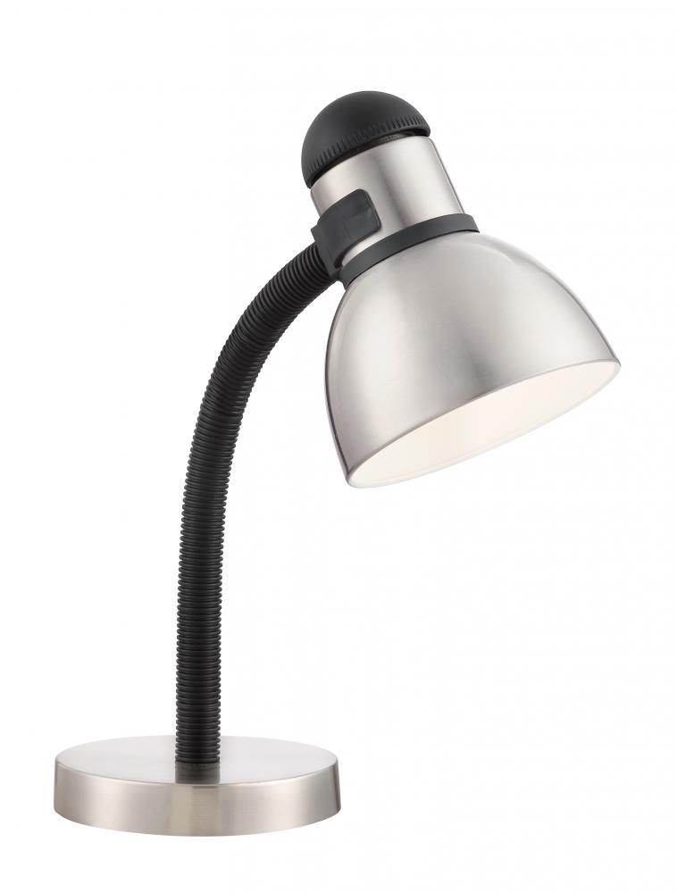 Goose Neck Desk Lamp; Steel & Black Finish
