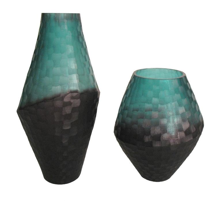 CROSS CUT 2-TONE VASE,MD,TUR/A