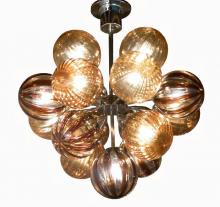 Oggetti Luce 18-P1705 - PERLE, 17 GLOBE, AMB STRIPE, CHROME