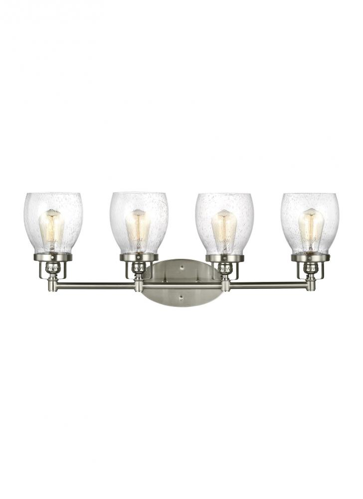 Belton transitional 4-light indoor dimmable bath vanity wall sconce in brushed nickel silver finish