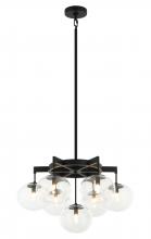 Matteo Lighting C38107MB - 7 LT 24" DIAM "BULBUS" MATTE BLACK/CEILING CLEAR GLASS CHANDELIER LED G9 LED 10W