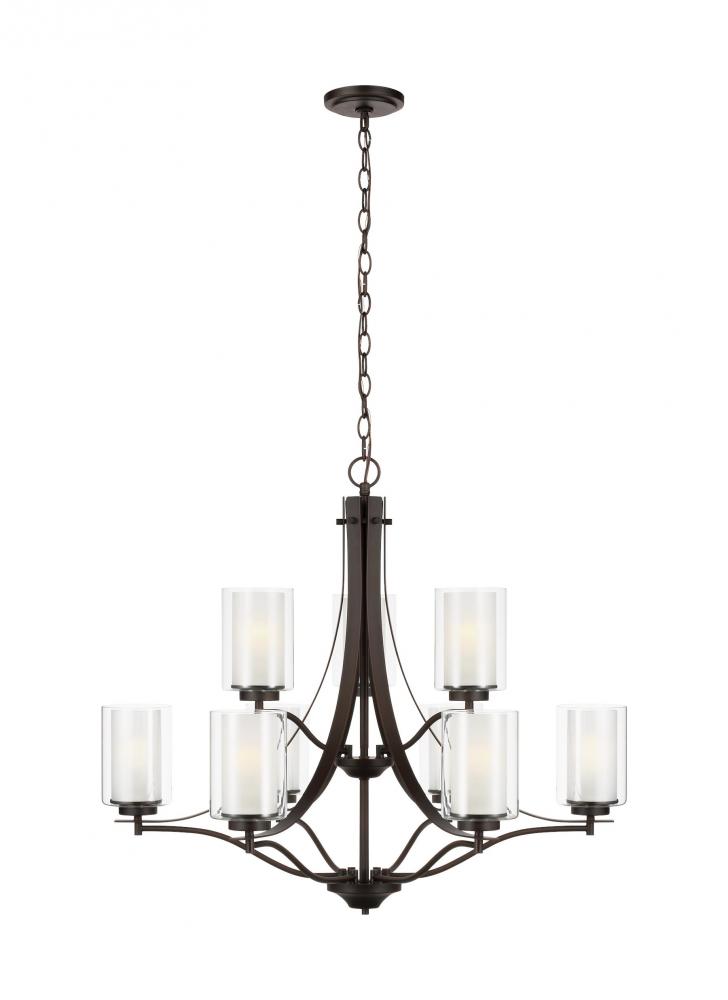 Elmwood Park traditional 9-light indoor dimmable ceiling chandelier pendant light in bronze finish w